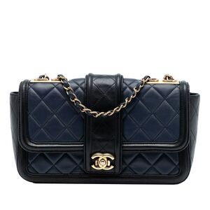 Chanel Medium Bicolor Quilted Lambskin Elegant Cc Flap